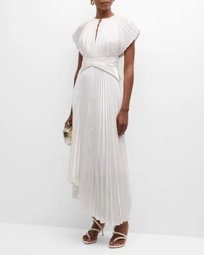 Acler Thornbury Pleated Midi Dress In Ivory