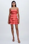 Acler Tiered Frill Mini Dress In Red