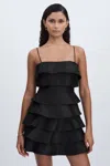 Acler Tiered Frill Mini Dress In Black