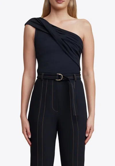 Acler Tompkins One-shoulder Sleeveless Top In Black