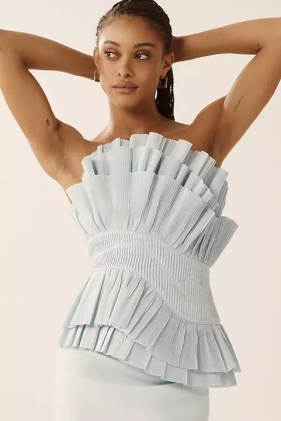 Acler Tremail Strapless Top In Blue