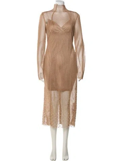 Pre-owned Acler Turtleneck Long Dress W/ Tags In Neutral