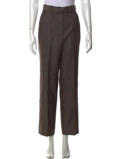 Pre-owned Acler Tweed Pattern Straight Leg Pants In Brown