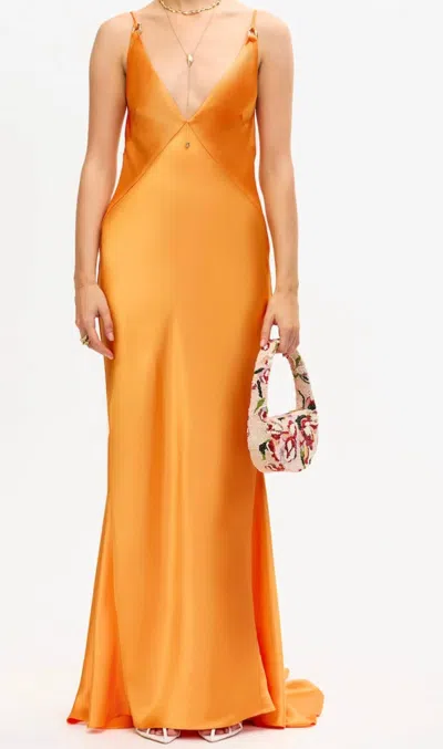 Acler Utterby Satin Maxi Dress In Orange