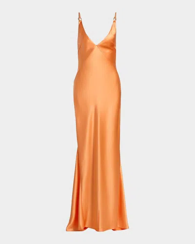 Acler Utterby Satin Maxi Dress In Orange