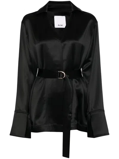 Acler V-neck Satin.finish Shirt In Black