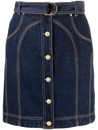 Acler Valleybrook Denim Skirt In Blue
