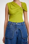 Acler Vineyhill Asymmetrical Jersey Top In Avocado In Green