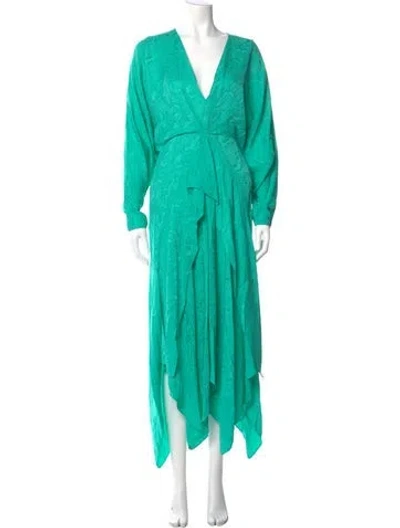 Pre-owned Acler V-neck Long Dress In Green