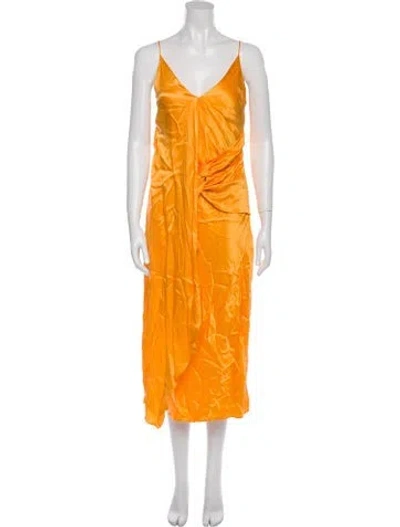 Pre-owned Acler V-neck Long Dress In Orange