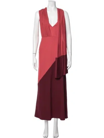 Pre-owned Acler V-neck Long Dress In Red