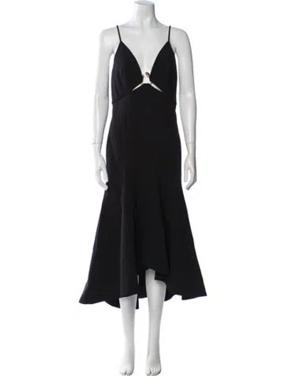 Pre-owned Acler V-neck Long Dress W/ Tags In Black