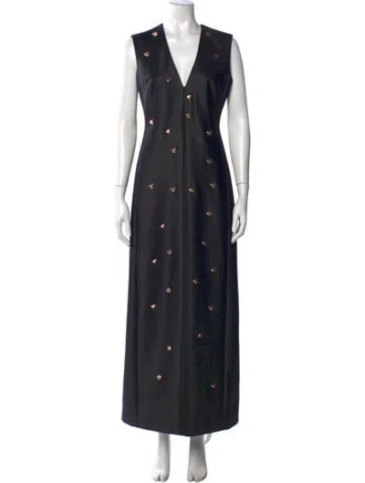 Pre-owned Acler V-neck Long Dress W/ Tags In Black