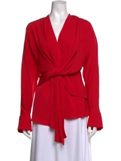 Pre-owned Acler V-neck Long Sleeve Blouse In Red