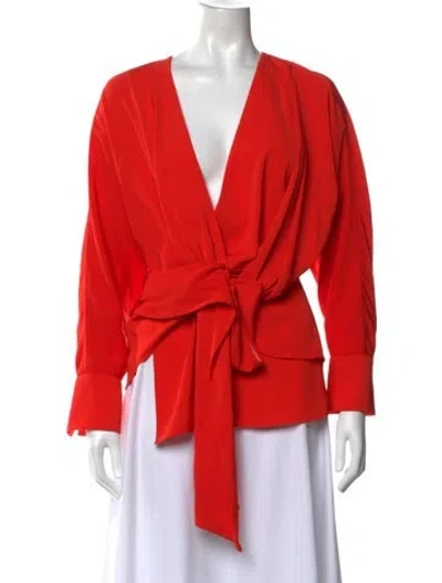 Pre-owned Acler V-neck Long Sleeve Blouse W/ Tags In Red