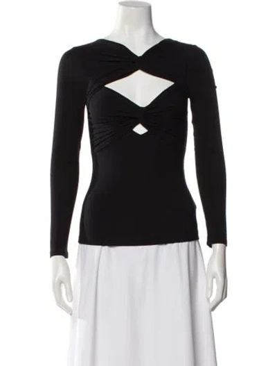 Pre-owned Acler V-neck Long Sleeve Top In Black
