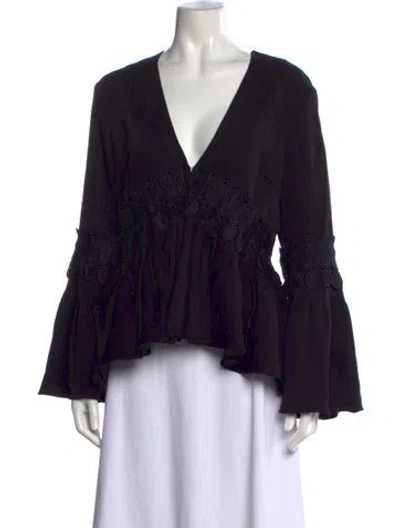 Pre-owned Acler V-neck Long Sleeve Top In Black