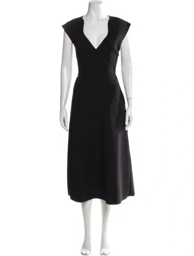 Pre-owned Acler V-neck Midi Length Dress In Black