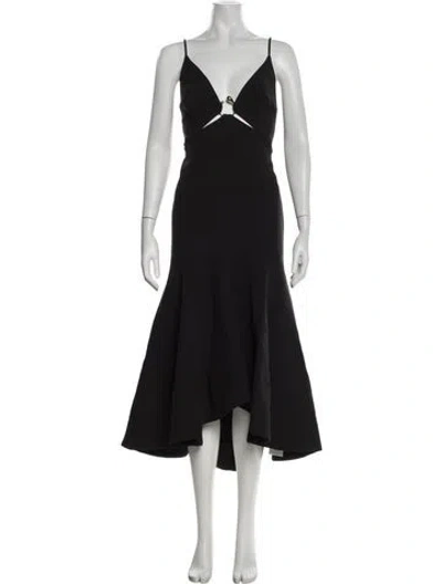 Pre-owned Acler V-neck Midi Length Dress In Black