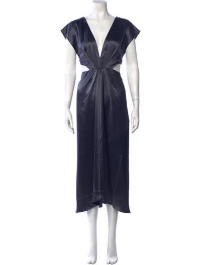 Pre-owned Acler V-neck Midi Length Dress In Blue