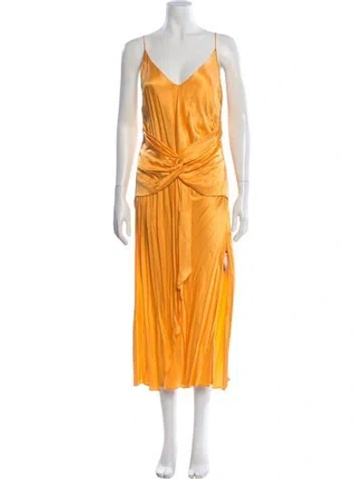 Pre-owned Acler V-neck Midi Length Dress In Orange