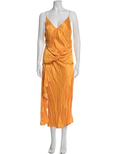 Pre-owned Acler V-neck Midi Length Dress In Orange