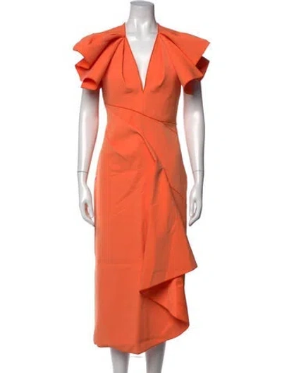 Pre-owned Acler V-neck Midi Length Dress In Orange