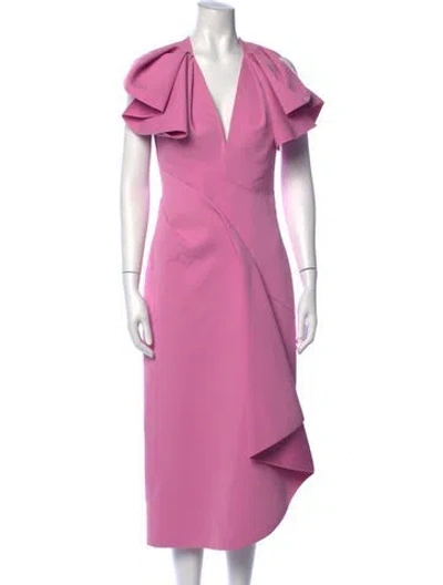 Pre-owned Acler V-neck Midi Length Dress In Pink