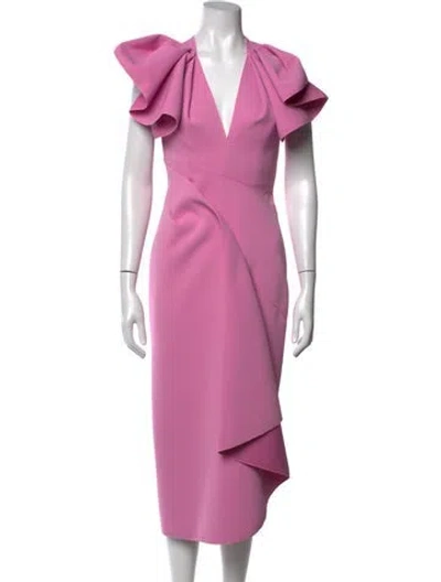 Pre-owned Acler V-neck Midi Length Dress In Pink