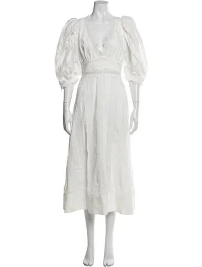 Pre-owned Acler V-neck Midi Length Dress W/ Tags In White