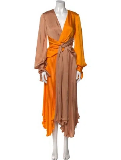 Pre-owned Acler V-neck Midi Length Dress W/ Tags In Yellow