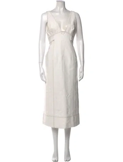 Pre-owned Acler V-neck Midi Length Dress In White
