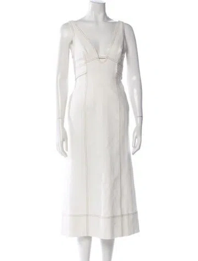 Pre-owned Acler V-neck Midi Length Dress In White