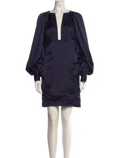 Pre-owned Acler V-neck Mini Dress In Blue