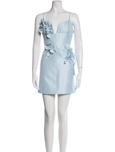 Pre-owned Acler V-neck Mini Dress In Blue