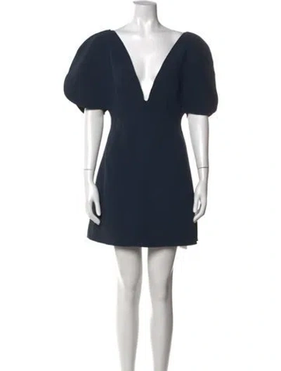 Pre-owned Acler V-neck Mini Dress In Blue