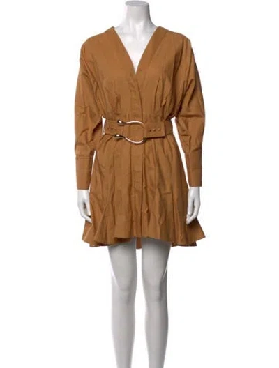Pre-owned Acler V-neck Mini Dress In Brown
