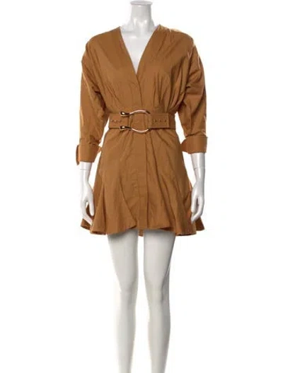 Pre-owned Acler V-neck Mini Dress In Gold