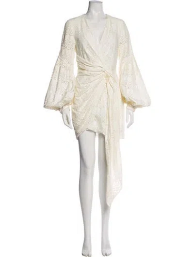 Pre-owned Acler V-neck Mini Dress In Neutral