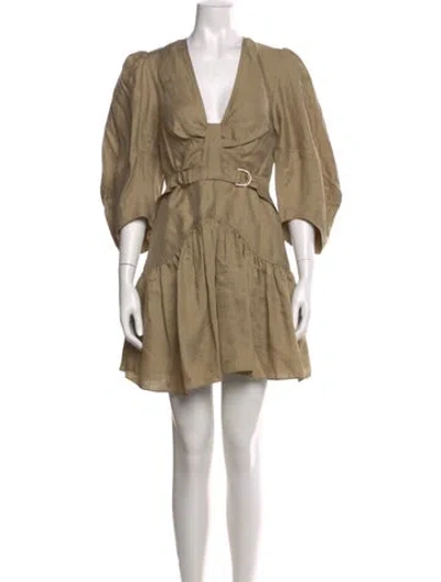 Pre-owned Acler V-neck Mini Dress In Neutral