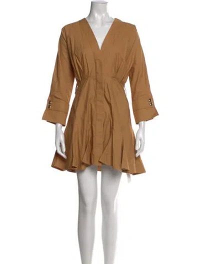 Pre-owned Acler V-neck Mini Dress In Neutral