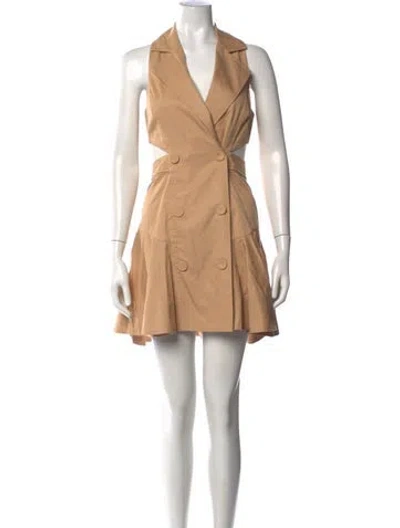 Pre-owned Acler V-neck Mini Dress In Neutrals
