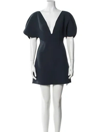 Pre-owned Acler V-neck Mini Dress W/ Tags In Blue
