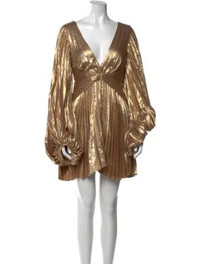 Pre-owned Acler V-neck Mini Dress W/ Tags In Gold