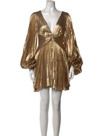 Pre-owned Acler V-neck Mini Dress W/ Tags In Gold/metallic
