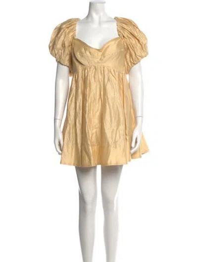 Pre-owned Acler V-neck Mini Dress W/ Tags In Yellow