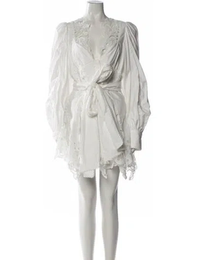 Pre-owned Acler V-neck Mini Dress In White