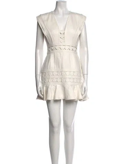 Pre-owned Acler V-neck Mini Dress In White