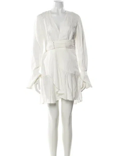 Pre-owned Acler V-neck Mini Dress In White