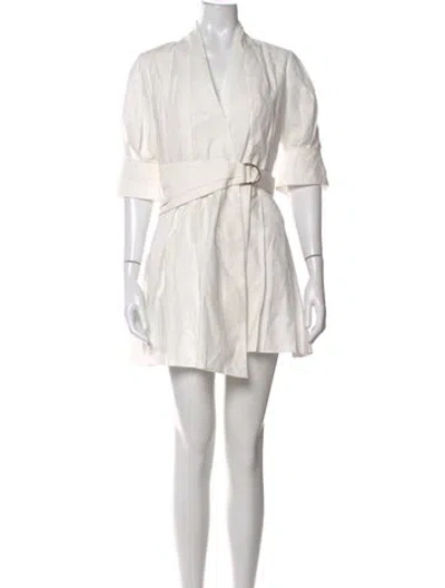Pre-owned Acler V-neck Mini Dress In White